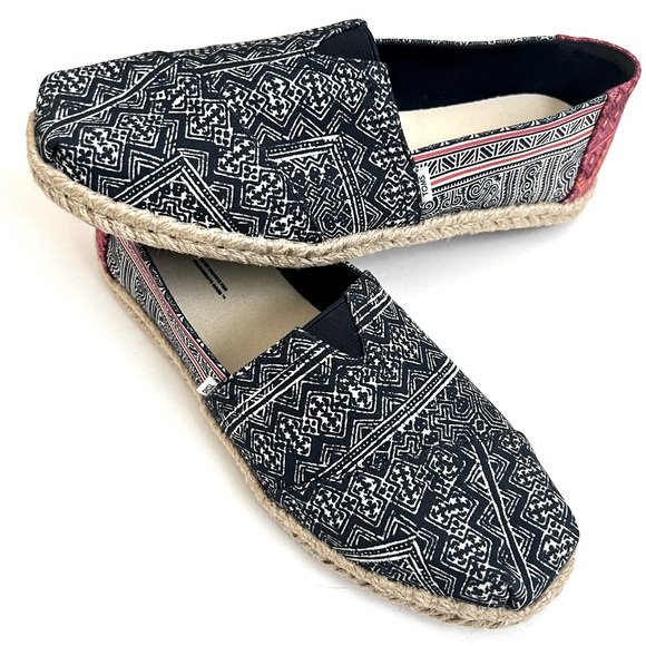 TOMS Alpargata Rope Espadrille Classic Flats Canvas Navy Blue Pink Boho … - Picture 3 of 11